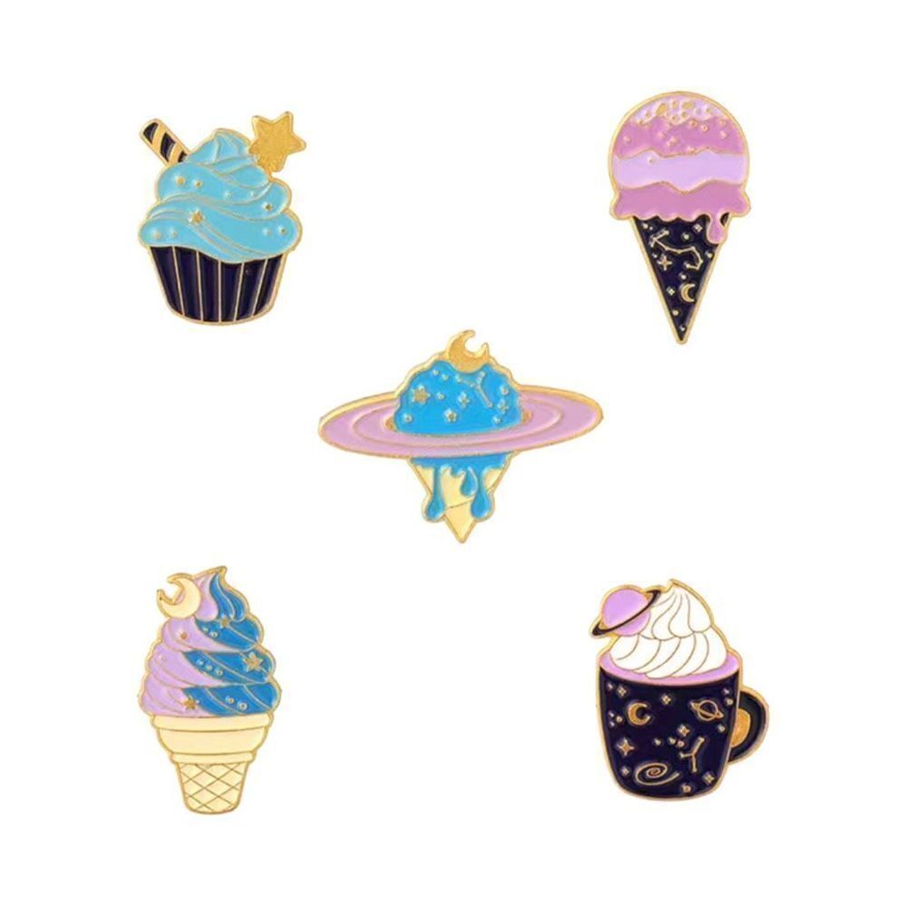 New Space Celestial Dessert Lapel Pin Bundle of 5 Pastel Brooch Cute Kawaii
